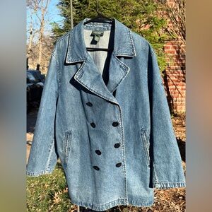 Ralph Lauren Jean Company, Women's Blue Denim Jacket, Pea Coat, Vintage, Sz 2X